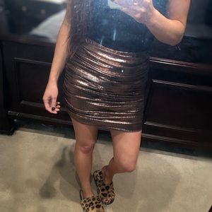 Metallic Ruched Mini Skirt